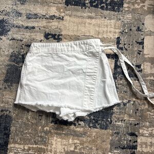 We The Free White Frayed Hem Denim Skort